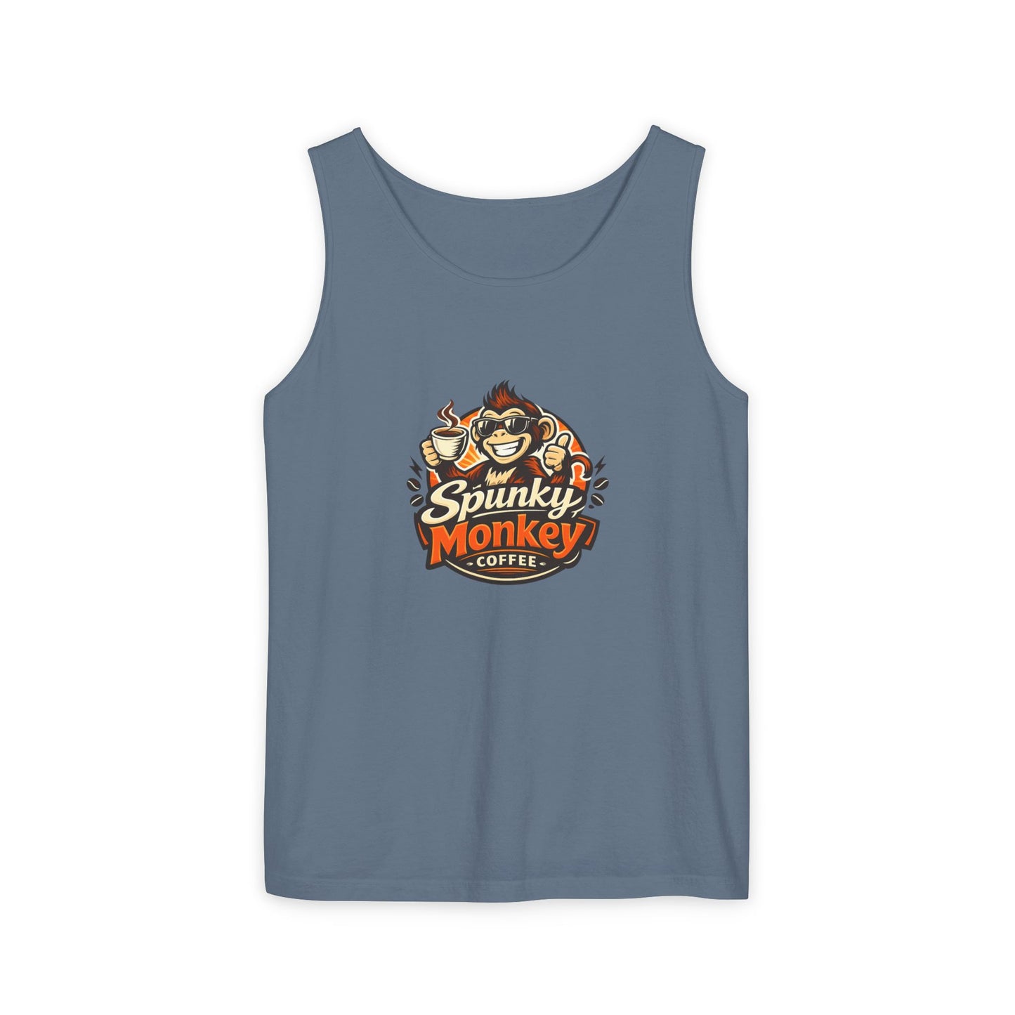 Spunky Monkey Coffee Logo Tank Top — "Get Spunky!" Retro Coffee Shop Graphic