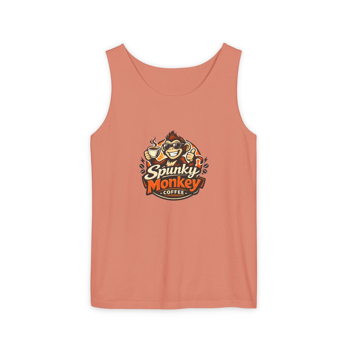Spunky Monkey Coffee Logo Tank Top — "Get Spunky!" Retro Coffee Shop Graphic
