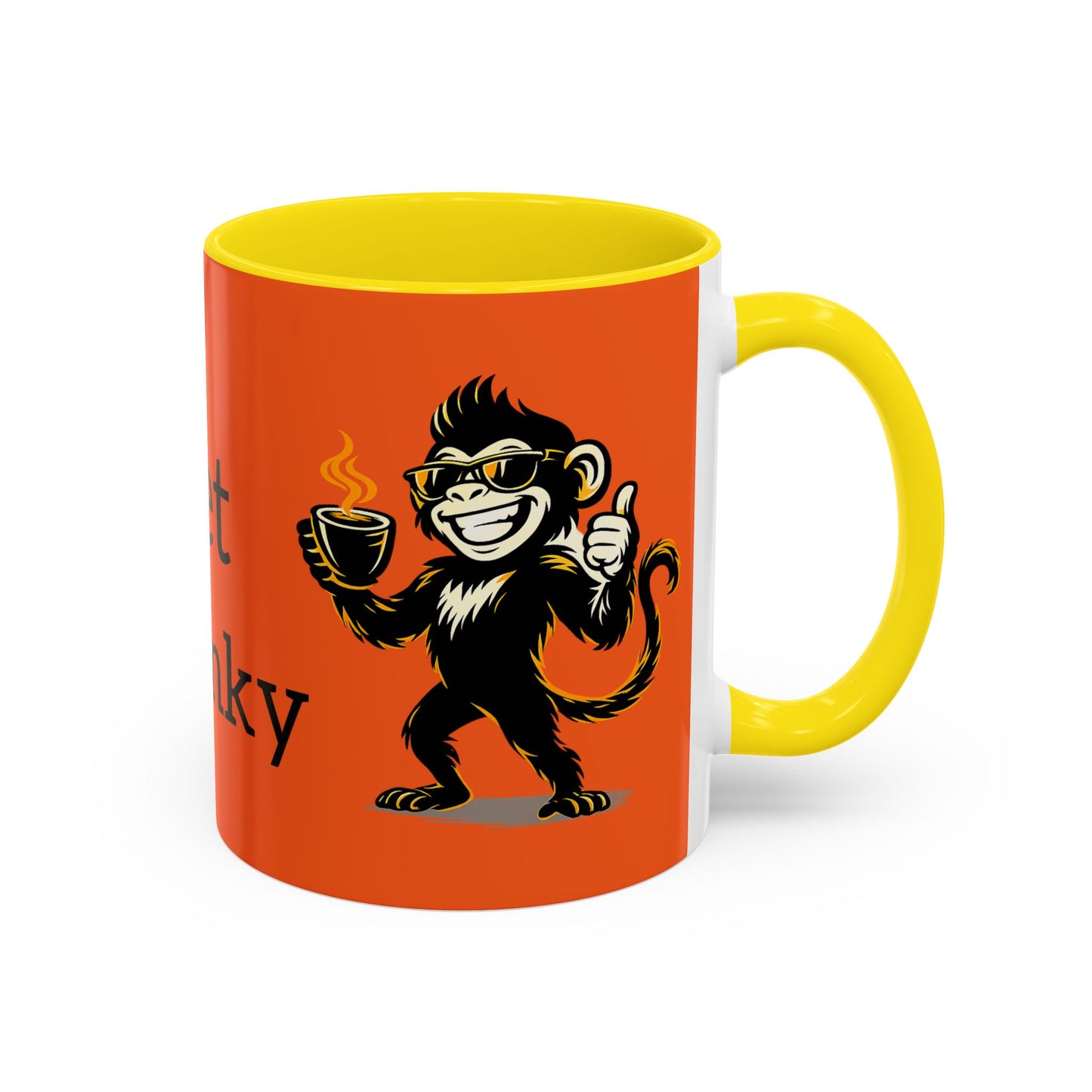 Get Spunky Coffee Mug — Fun Monkey Coffee Cup, Bold Orange Accent (11/15oz)