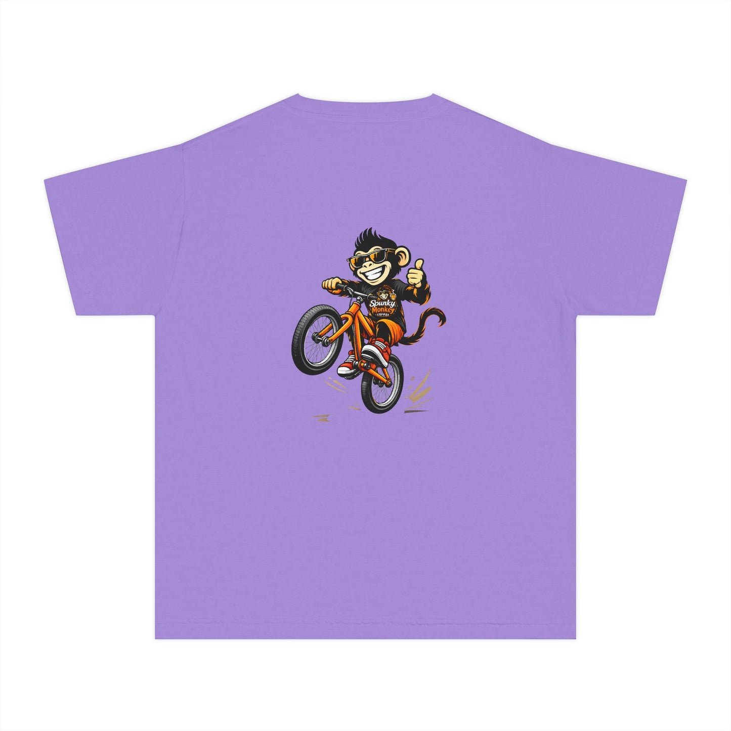 Youth Tee — 'Spunky Monkey Coffee' BMX Monkey Graphic Shirt
