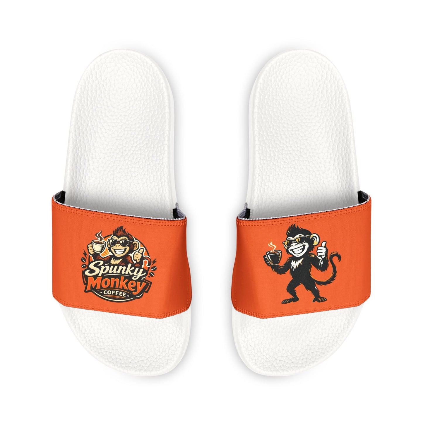 Slide Sandals — Orange “Spunky Monkey” Logo Slides for Men