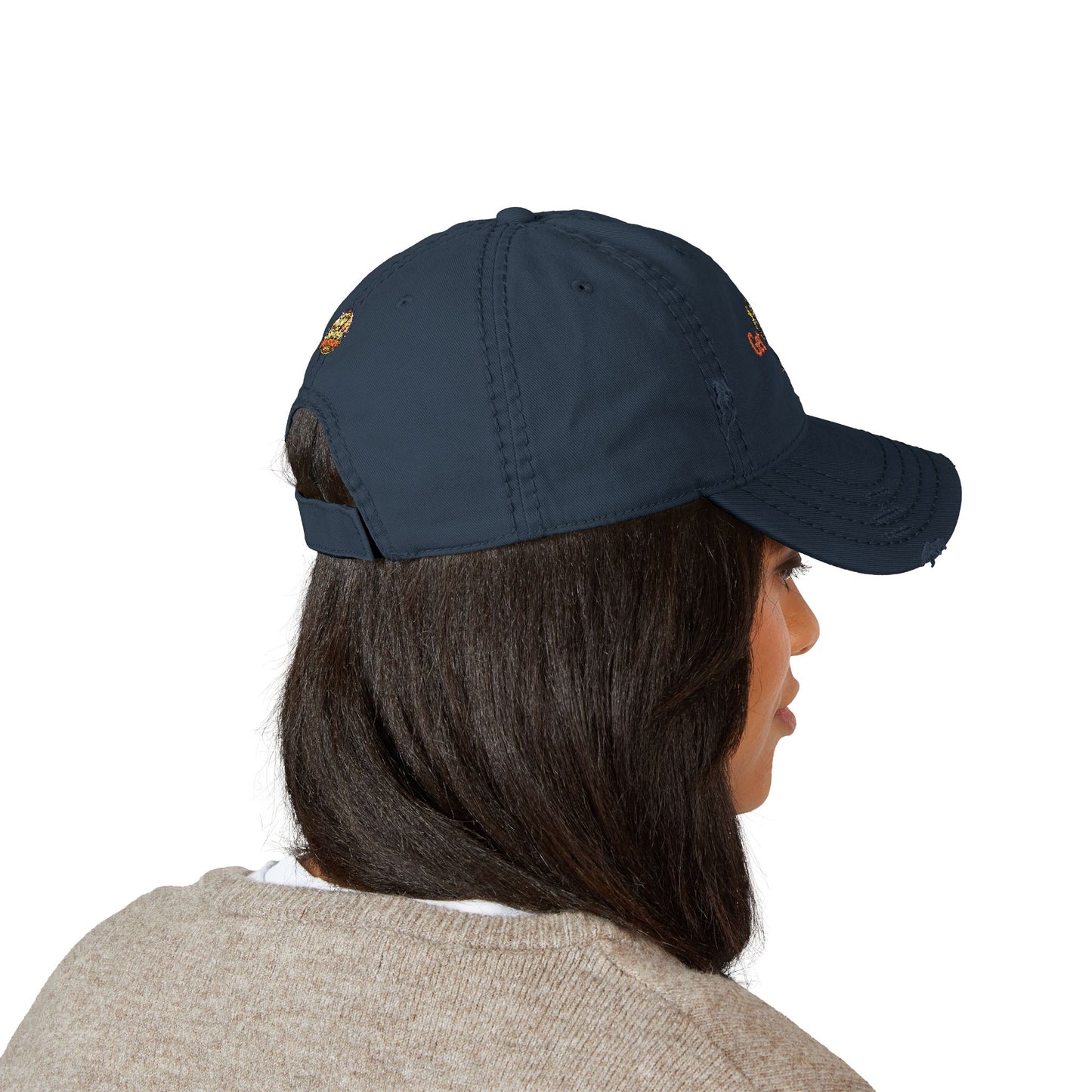 Spunky Monkey Embroidered Distressed Dad Hat
