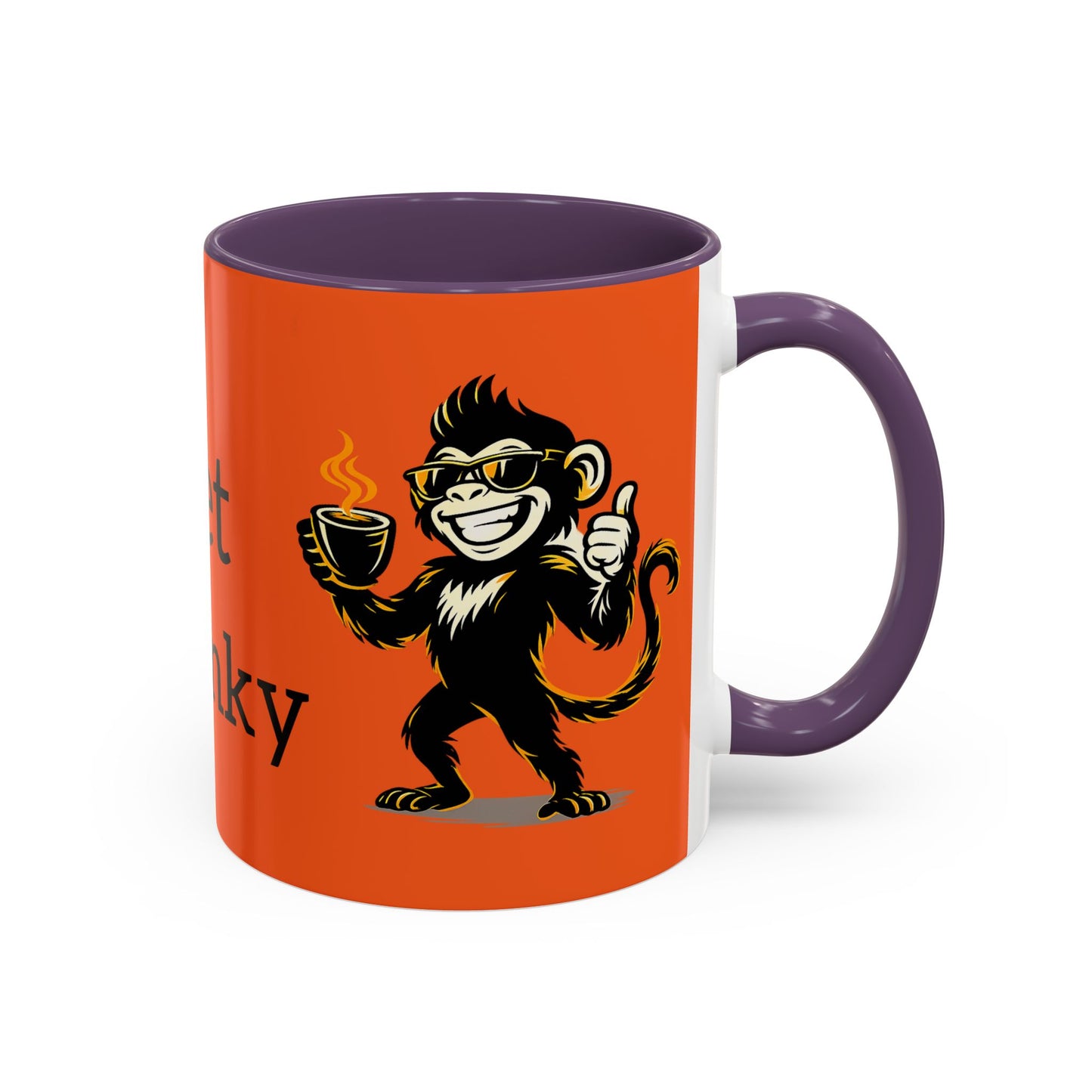Get Spunky Coffee Mug — Fun Monkey Coffee Cup, Bold Orange Accent (11/15oz)