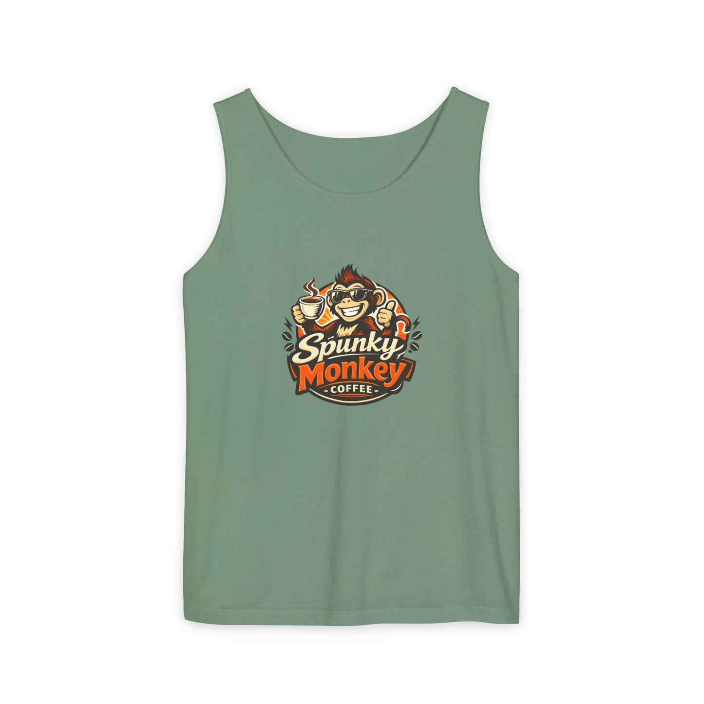 Spunky Monkey Coffee Logo Tank Top — "Get Spunky!" Retro Coffee Shop Graphic