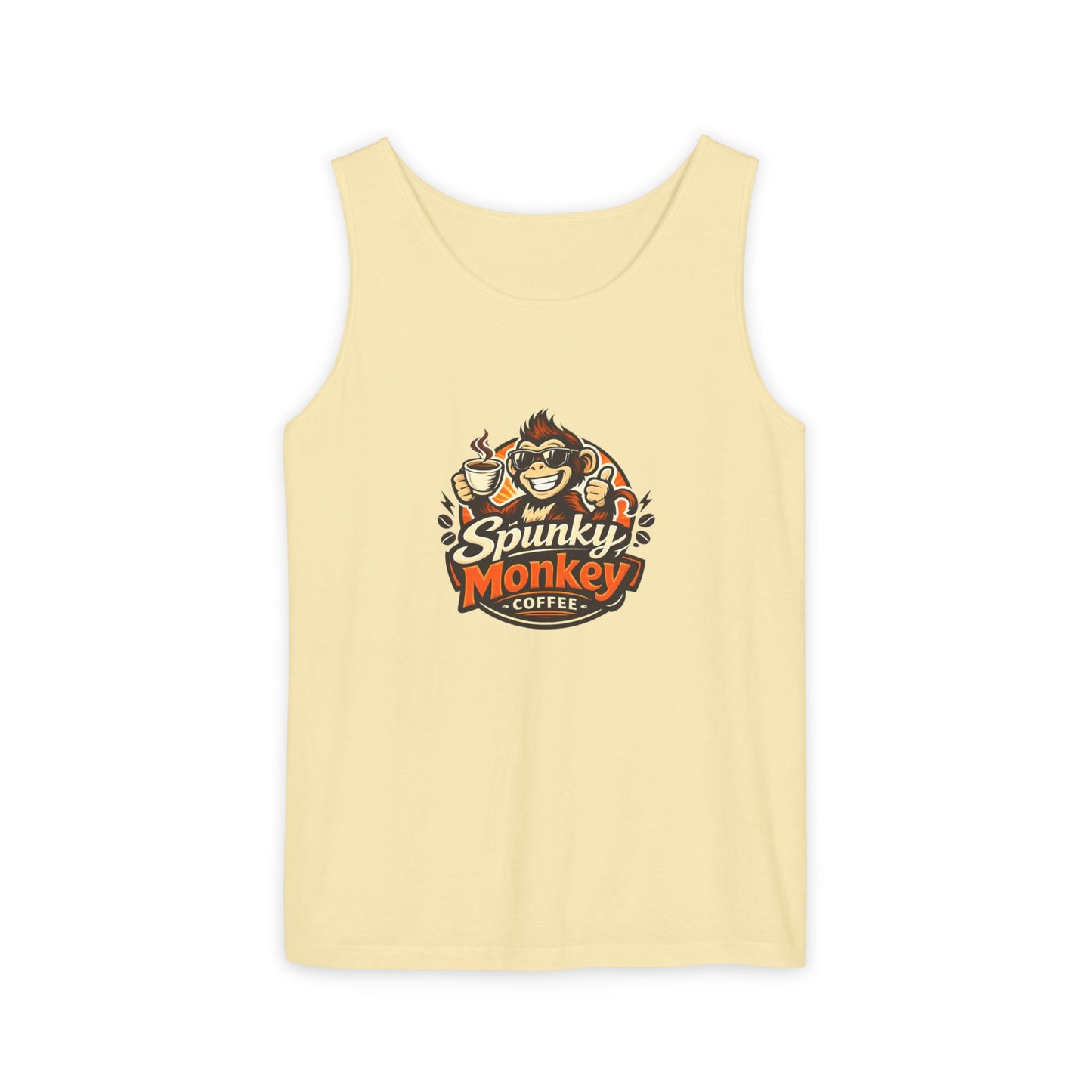 Spunky Monkey Coffee Logo Tank Top — "Get Spunky!" Retro Coffee Shop Graphic