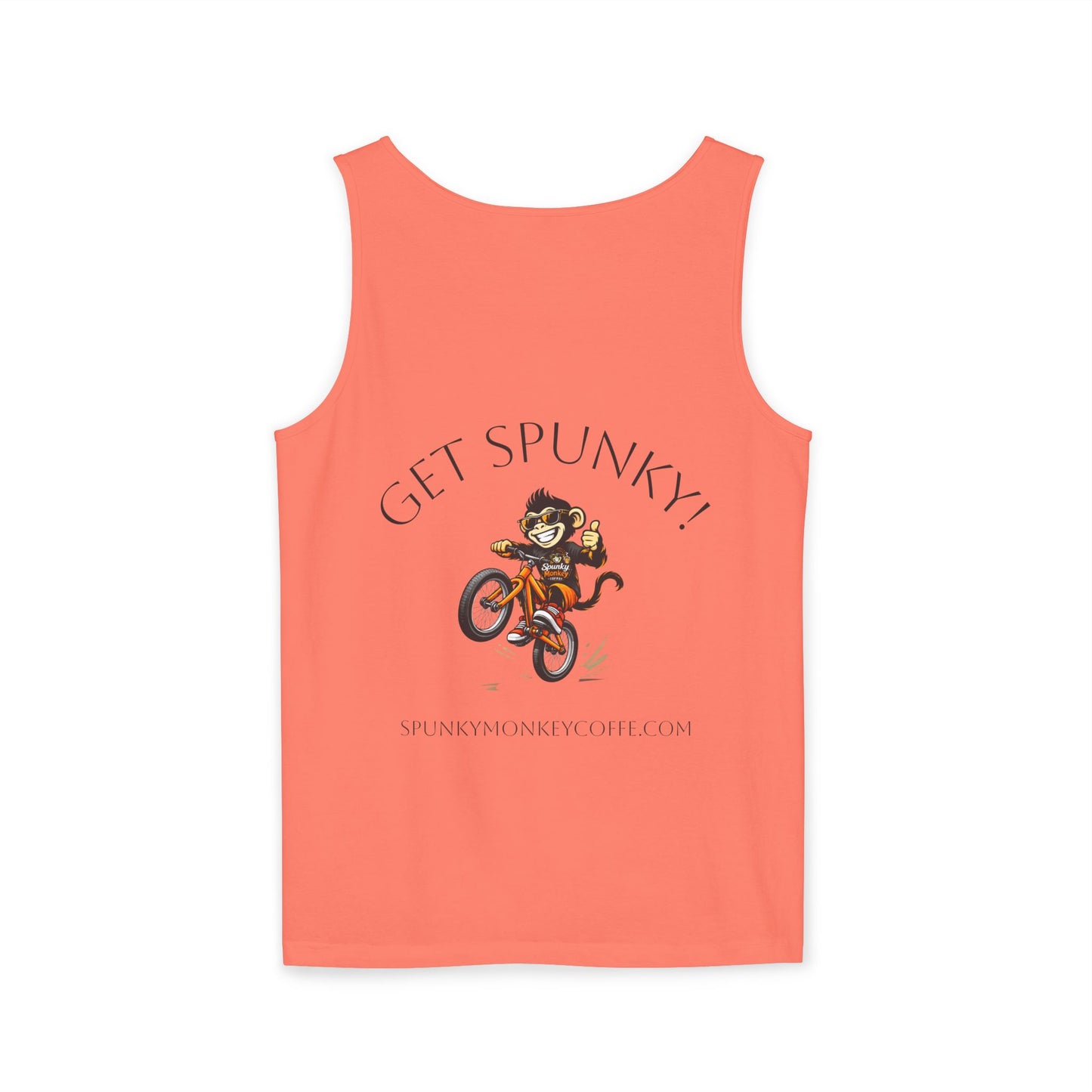 Spunky Monkey Coffee Logo Tank Top — "Get Spunky!" Retro Coffee Shop Graphic