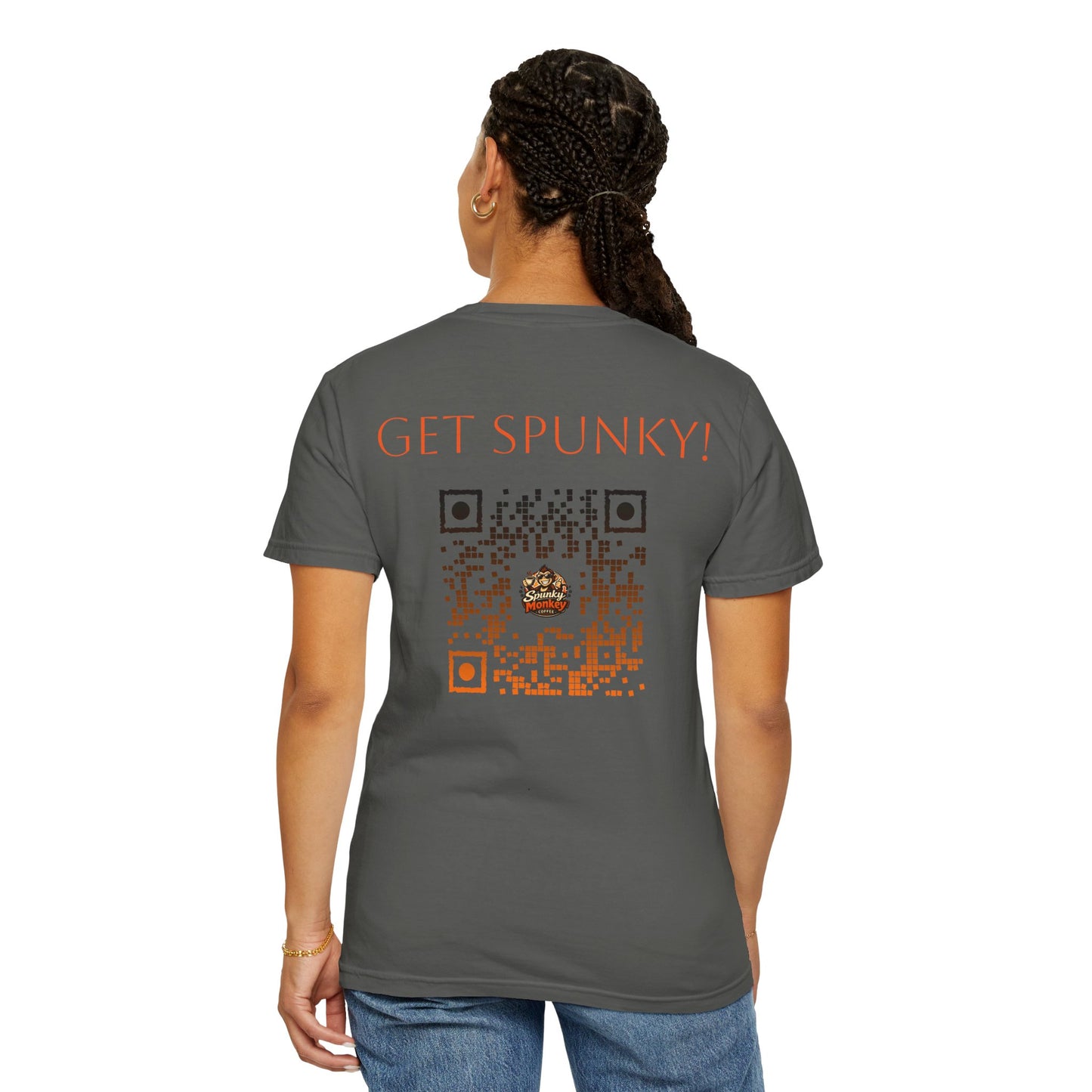 Spunky Monkey Coffee T-Shirt — Get Spunky! QR Code Logo Tee