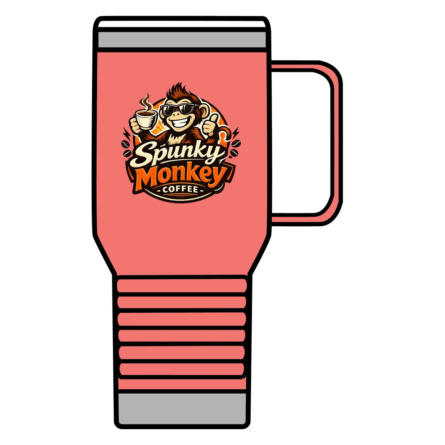 Spunky Monkey 20oz Travel Mug – Insulated Coffee Tumbler with Playful Monkey Logo