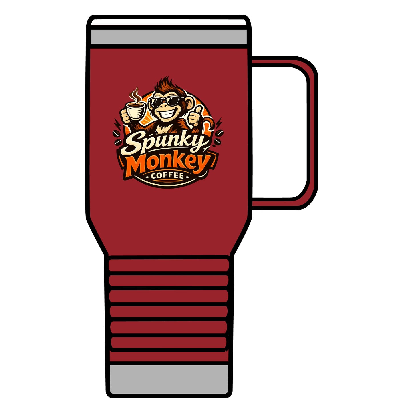 Spunky Monkey 20oz Travel Mug – Insulated Coffee Tumbler with Playful Monkey Logo