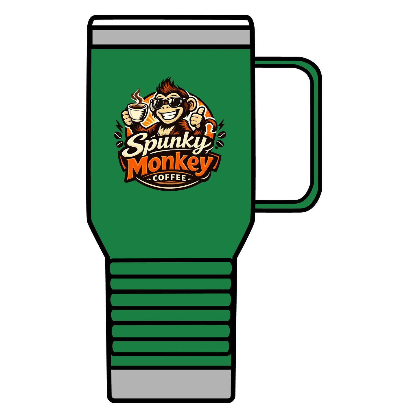 Spunky Monkey 20oz Travel Mug – Insulated Coffee Tumbler with Playful Monkey Logo