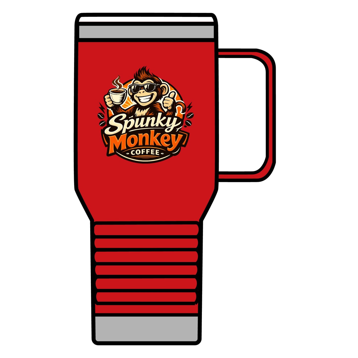 Spunky Monkey 20oz Travel Mug – Insulated Coffee Tumbler with Playful Monkey Logo