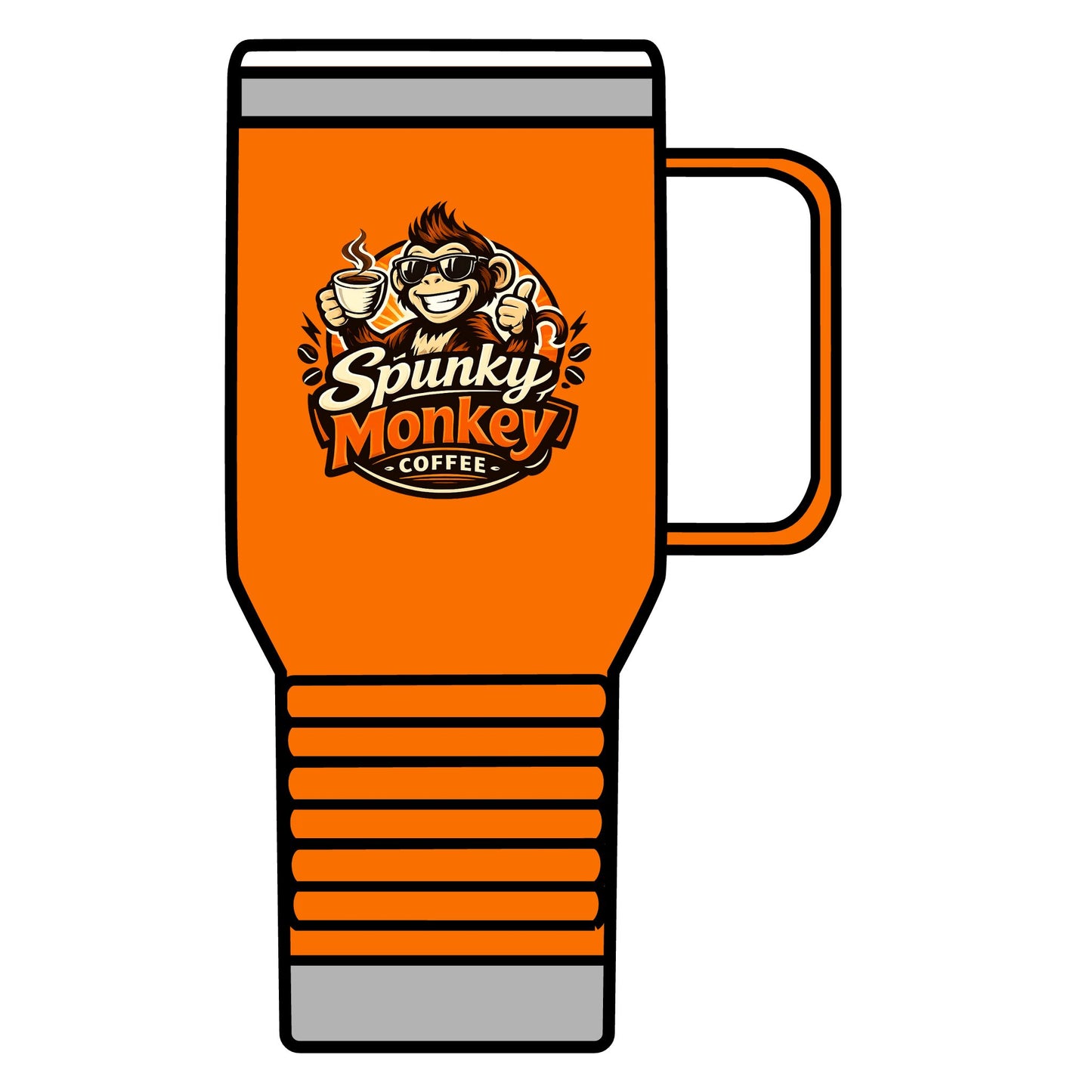 Spunky Monkey 20oz Travel Mug – Insulated Coffee Tumbler with Playful Monkey Logo