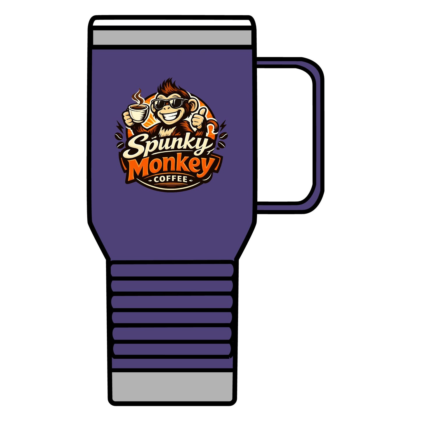 Spunky Monkey 20oz Travel Mug – Insulated Coffee Tumbler with Playful Monkey Logo