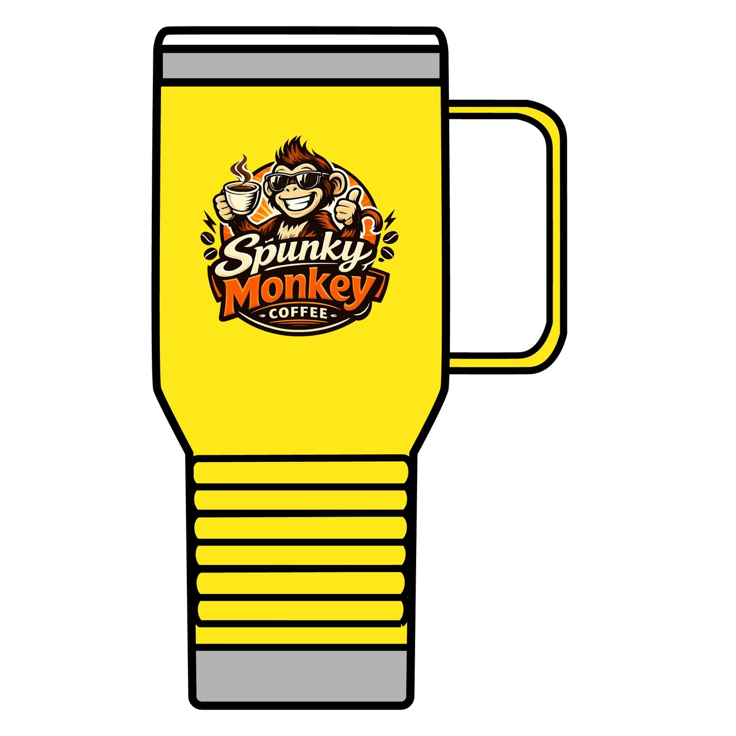 Spunky Monkey 20oz Travel Mug – Insulated Coffee Tumbler with Playful Monkey Logo