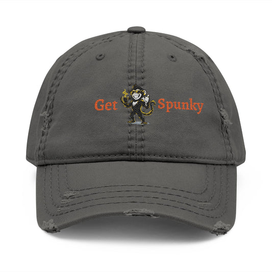 Spunky Monkey Embroidered Distressed Dad Hat