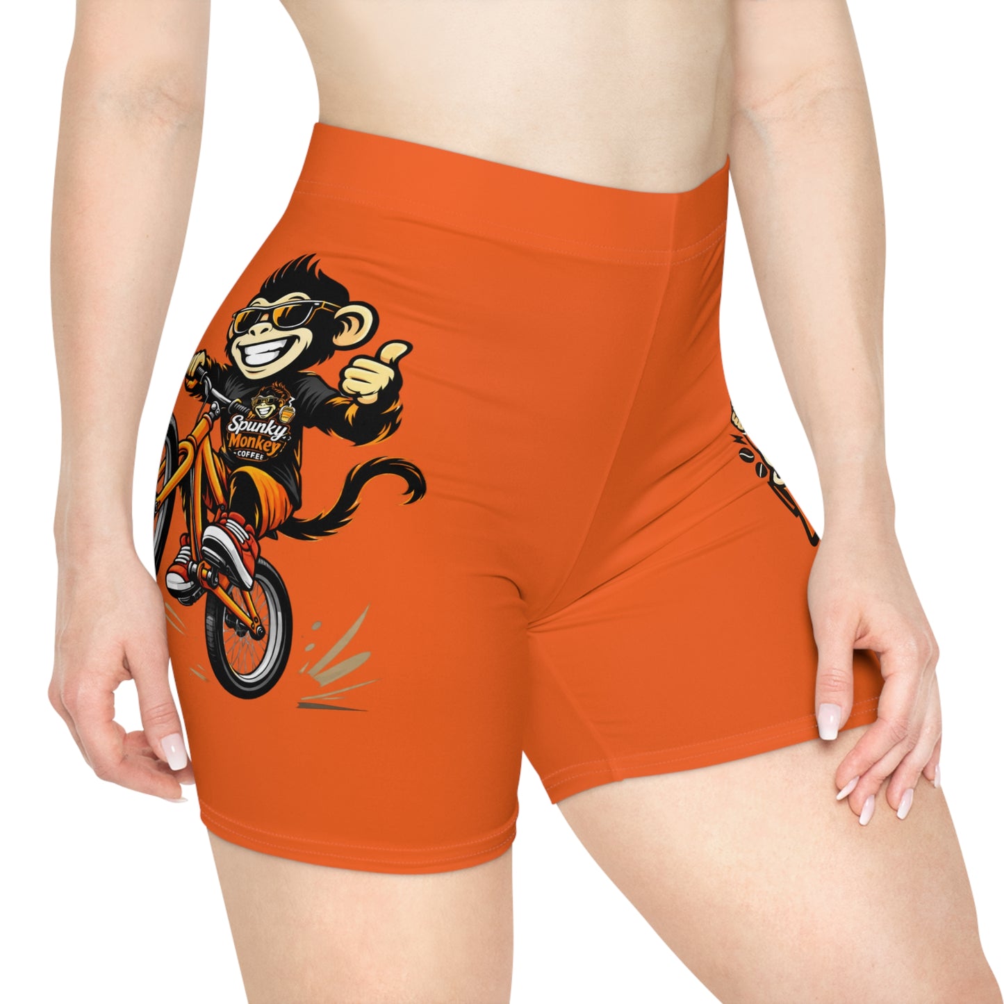 Munky Coffee Moto Biker Shorts — Cute Monkey Espresso Cycling Shorts