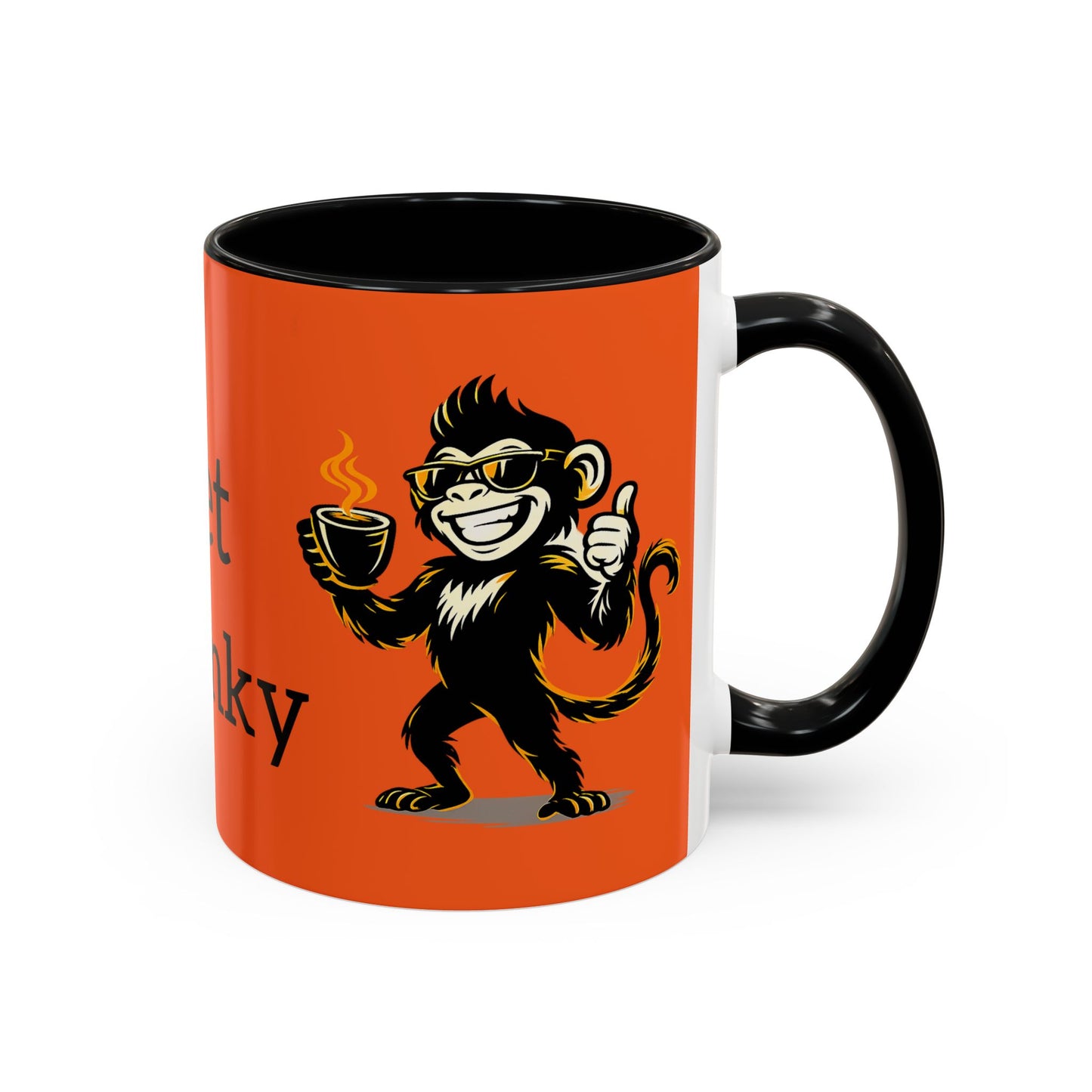 Get Spunky Coffee Mug — Fun Monkey Coffee Cup, Bold Orange Accent (11/15oz)