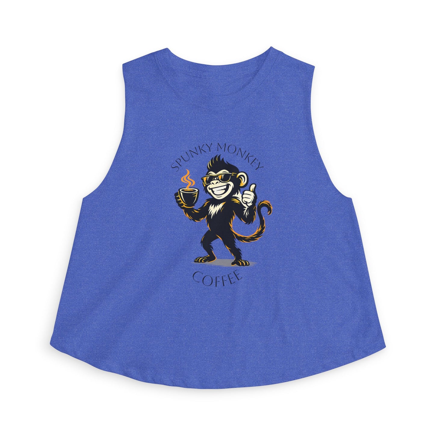 Spunky Monkey Coffee Crop Top — 'Spunky Monkey Coffee' Vintage Cafe Graphic