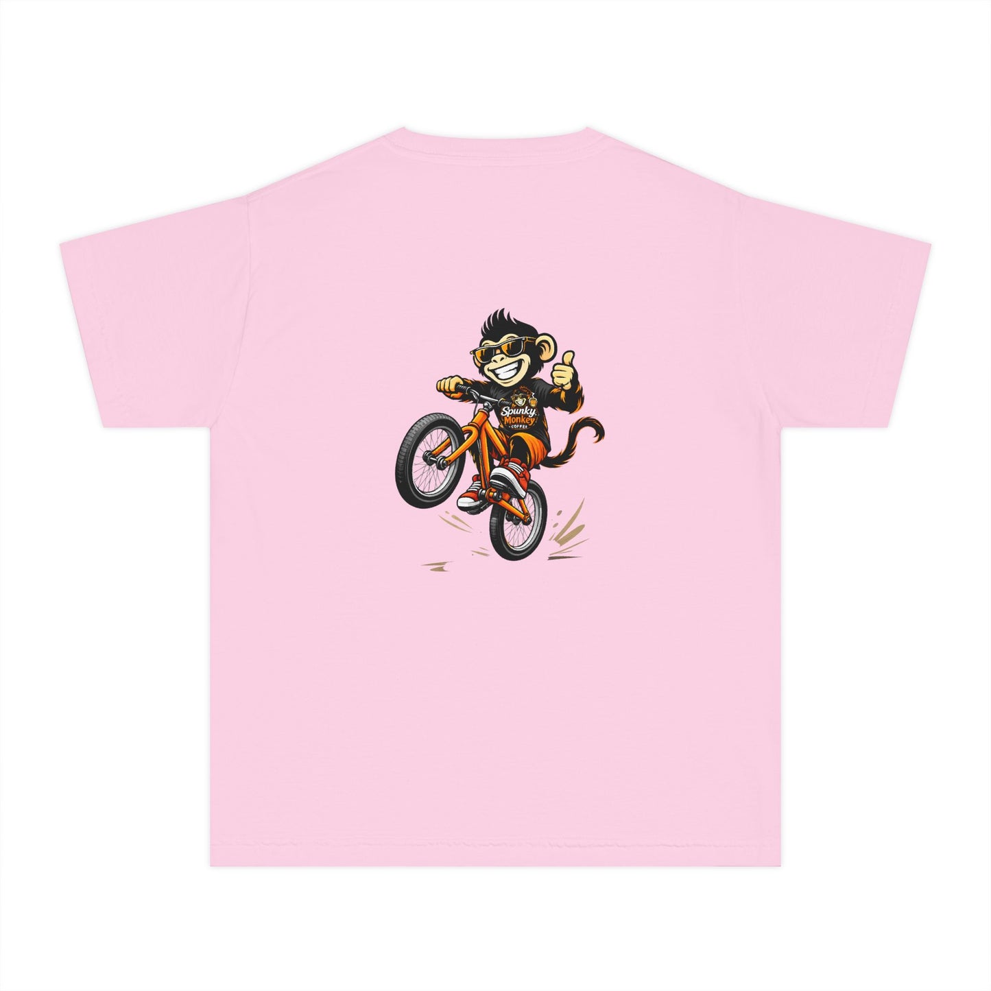 Youth Tee — 'Spunky Monkey Coffee' BMX Monkey Graphic Shirt