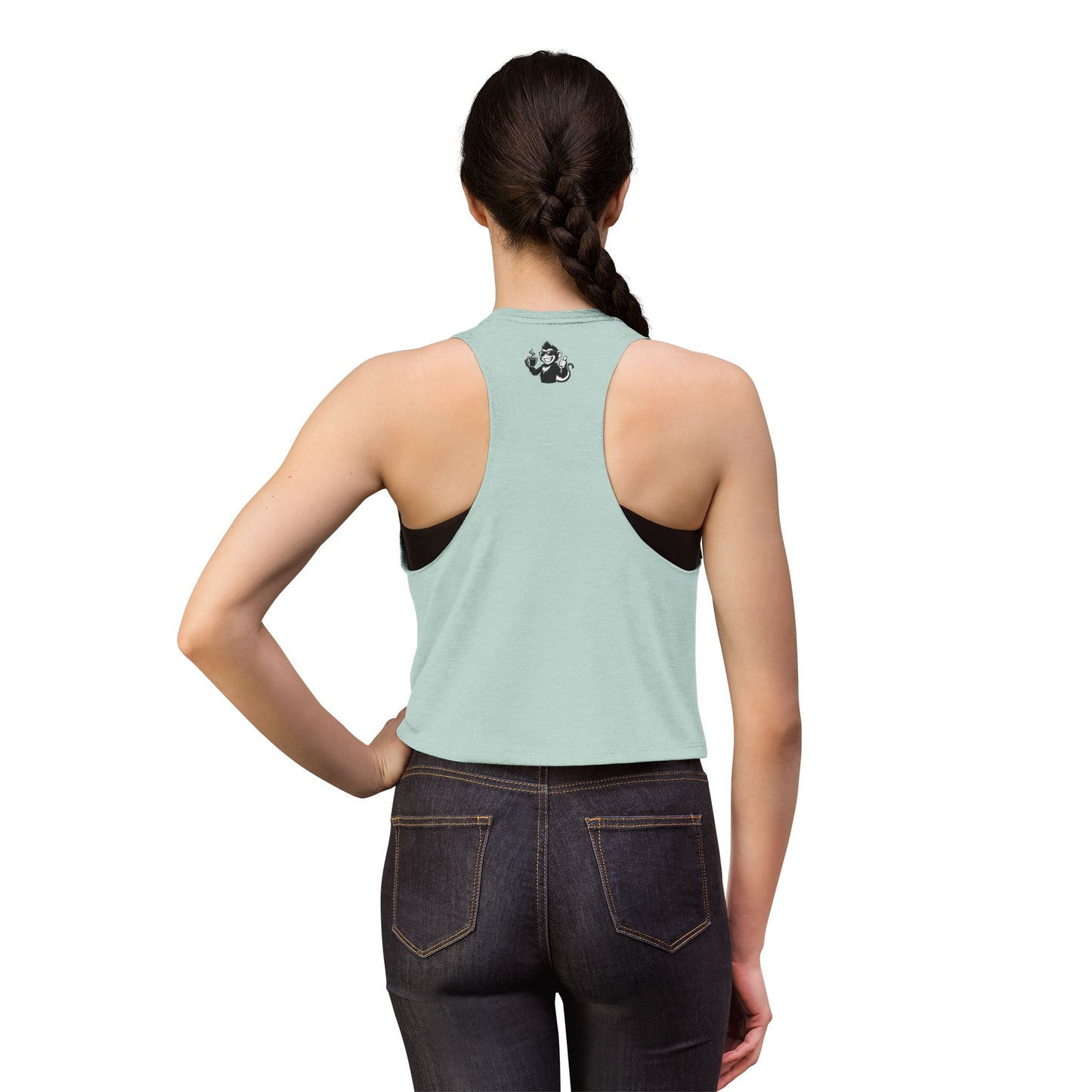 Spunky Monkey Coffee Crop Top — 'Spunky Monkey Coffee' Vintage Cafe Graphic