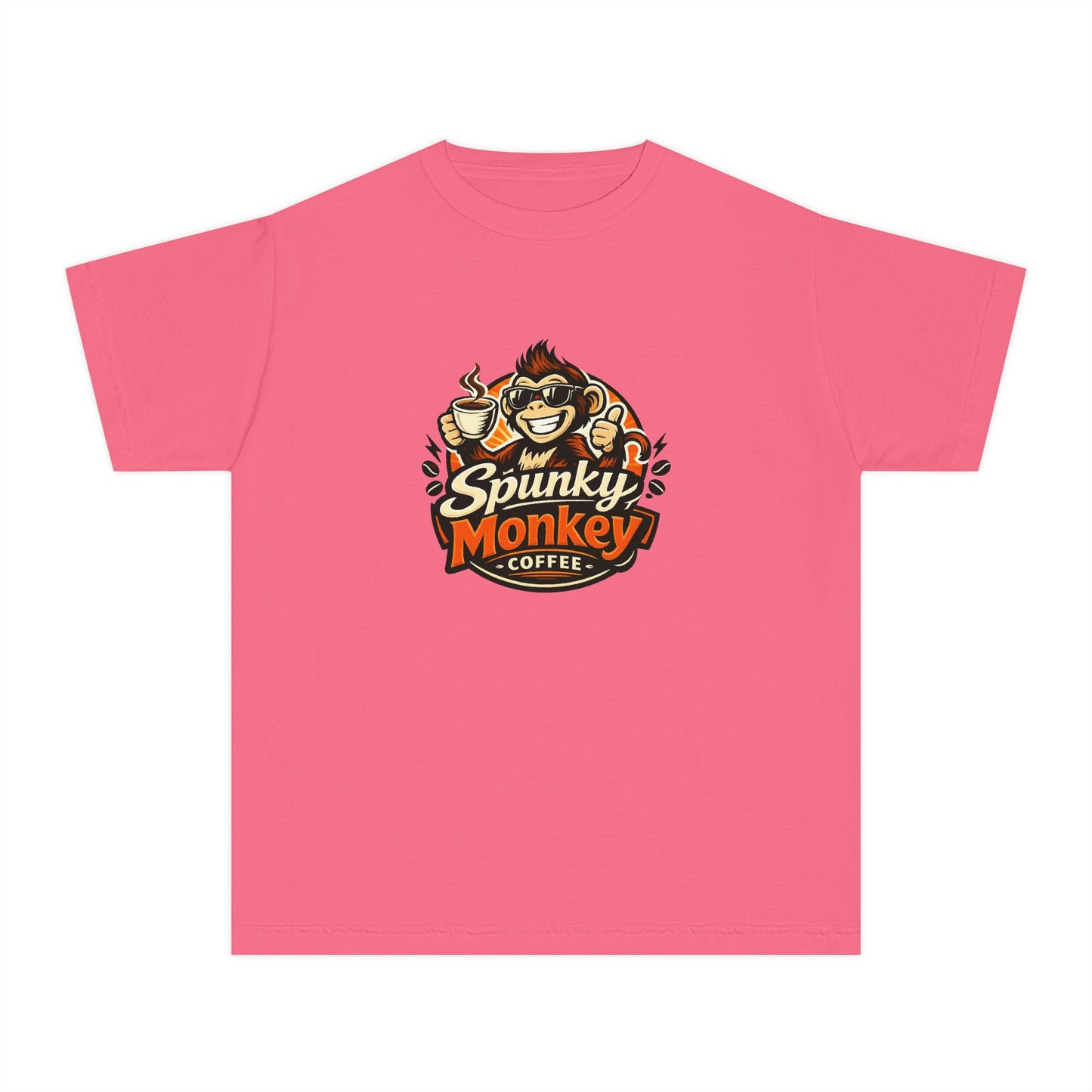 Youth Tee — 'Spunky Monkey Coffee' BMX Monkey Graphic Shirt