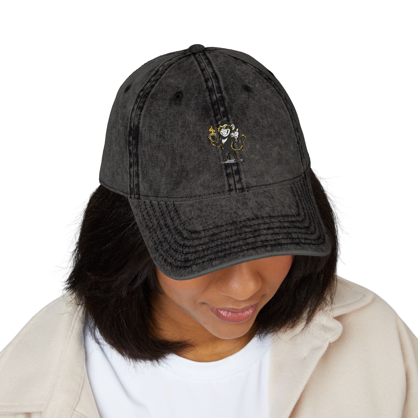 Spunky Monkey Vintage Cap — Retro Floral Character Patch