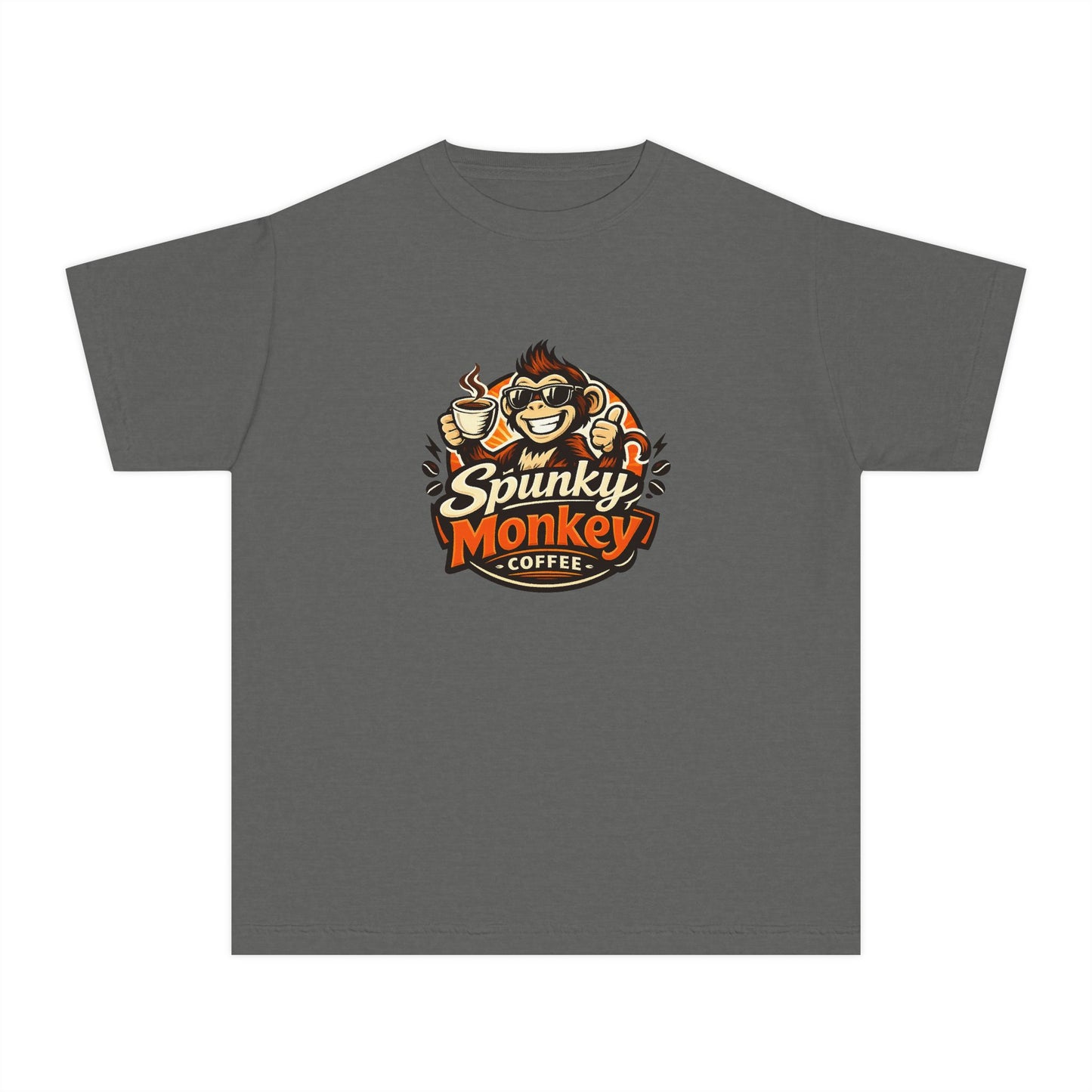 Youth Tee — 'Spunky Monkey Coffee' BMX Monkey Graphic Shirt