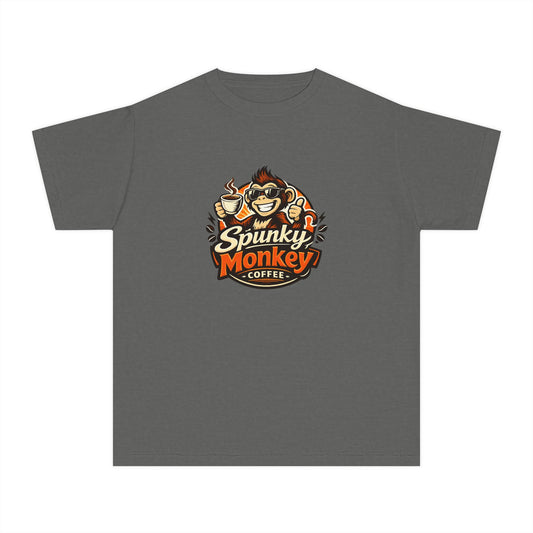 Youth Tee — 'Spunky Monkey Coffee' BMX Monkey Graphic Shirt