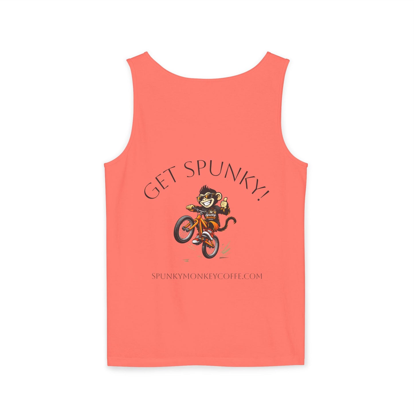 Spunky Monkey Coffee Logo Tank Top — "Get Spunky!" Retro Coffee Shop Graphic