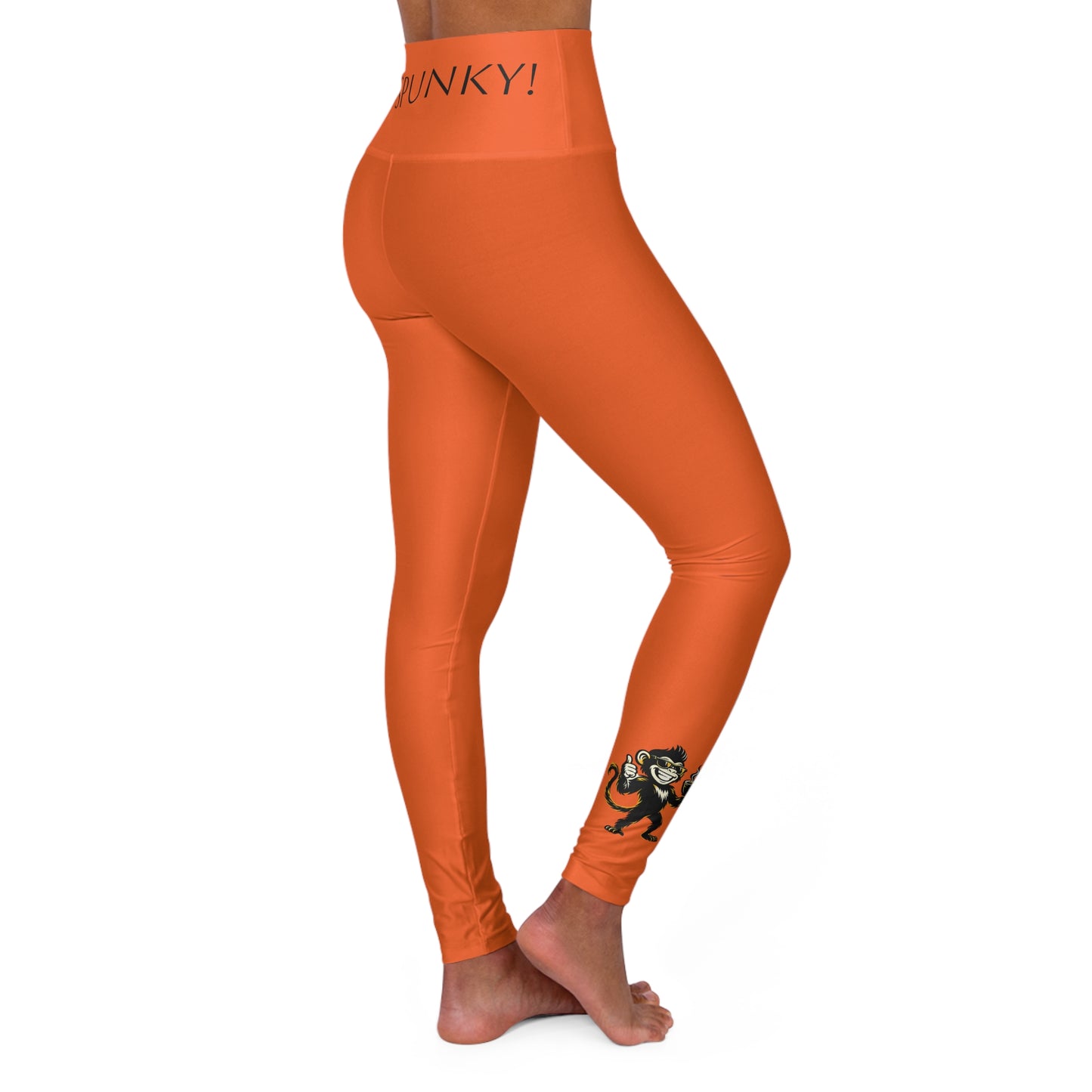 Orange High-Waist Yoga Leggings with Get Spunky Logo