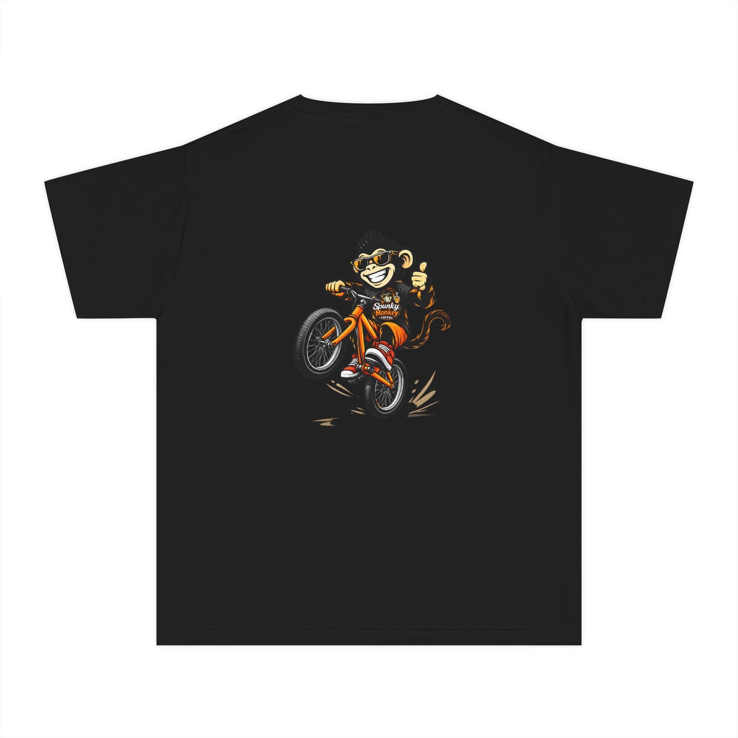 Youth Tee — 'Spunky Monkey Coffee' BMX Monkey Graphic Shirt