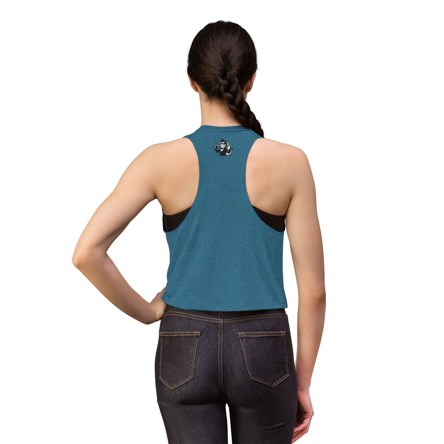 Spunky Monkey Coffee Crop Top — 'Spunky Monkey Coffee' Vintage Cafe Graphic