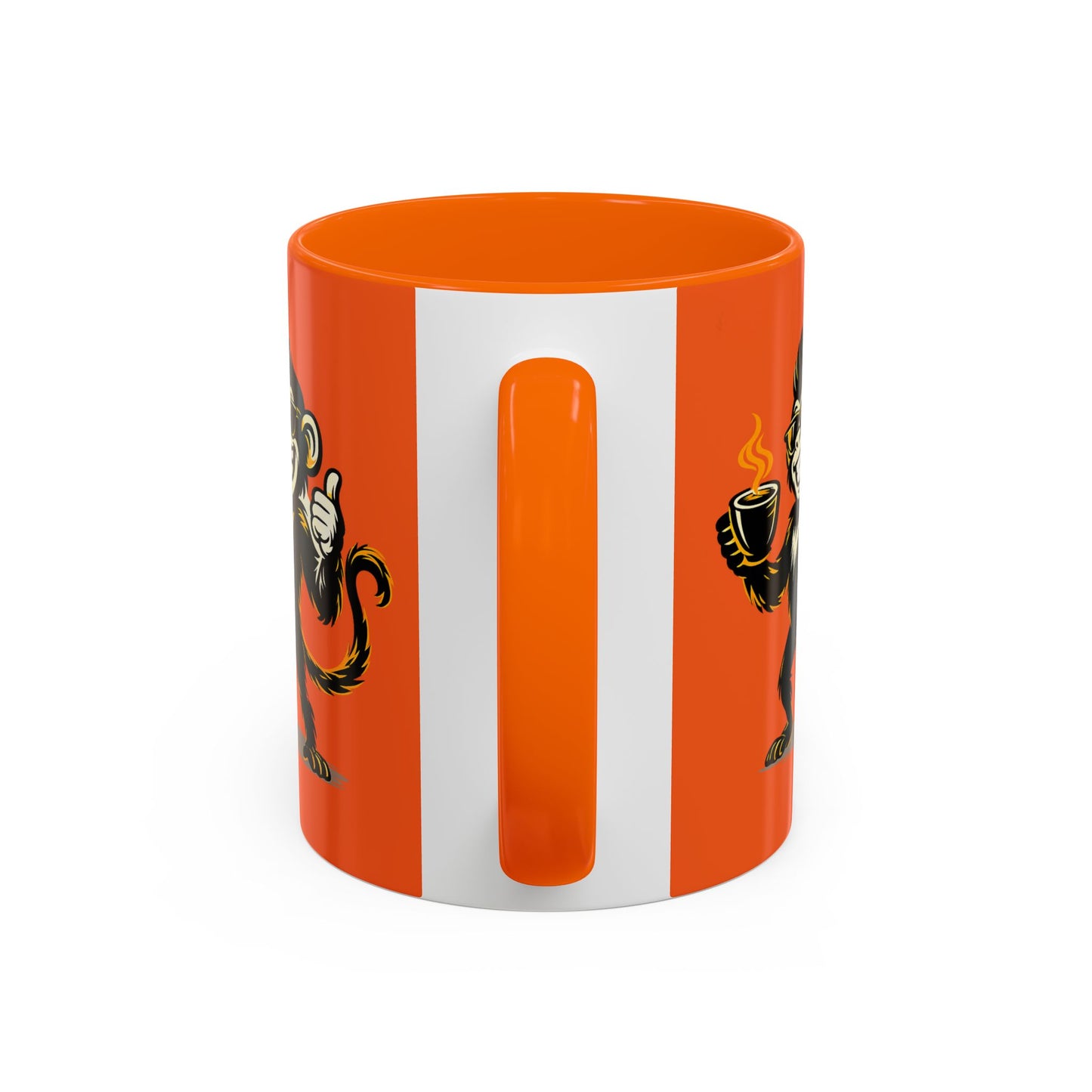 Get Spunky Coffee Mug — Fun Monkey Coffee Cup, Bold Orange Accent (11/15oz)